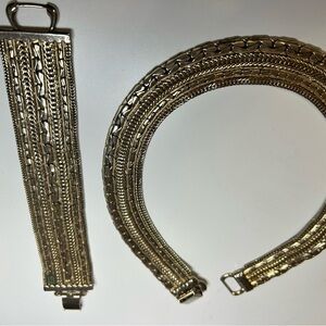 VTG Gold-Tone Chain Bracelet Set 15.5 inches necklace